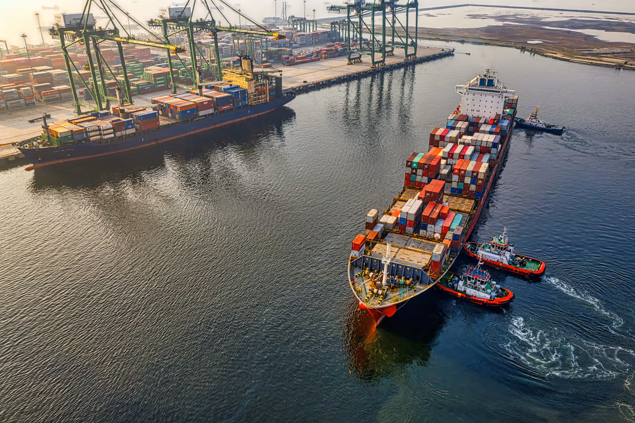 Cargo vessel at Damietta Port, Egypt