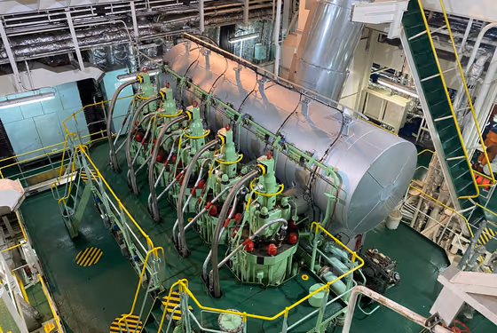 Ship mechanic performing repair and maintenance work