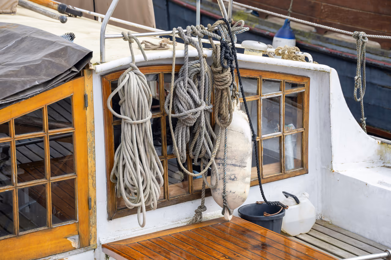 Ship mooring ropes at Damietta Port — Elhelily Shipping Services vessel support